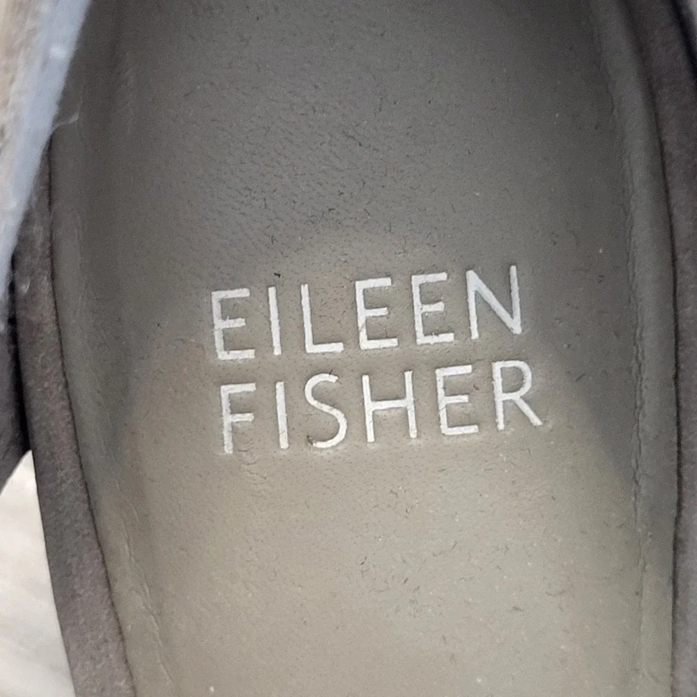 Eileen Fisher‎ Womens Gray Leather Caged Wedge Heel Sandals Back Zip Size 7